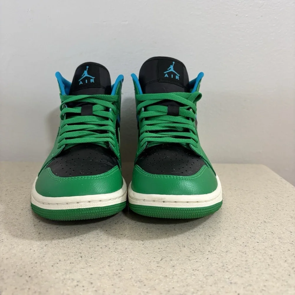 Nike Air Jordan 1 Mid Green Black Blue BQ6472-033 Size 8.5 Women's Excellent - Picture 5 of 15